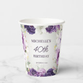Gobelets En Papier Fleur violet blanc 40e anniversaire (Verso)
