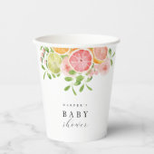 Gobelets En Papier Fleur vive et baby shower d'agrumes (Recto)