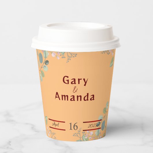 Gobelets En Papier Fleurs avec Feuille (Recto)