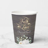 Gobelets En Papier Fleurs blanches et verdure rustique coup de foudre (Verso)