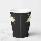 Gobelets En Papier fleurs blanches feuilles or noires (Droite)