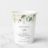 Gobelets En Papier Fleurs blanches, fleurs crème, Boho, Anniversaire (Verso)