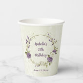 Gobelets En Papier fleurs blanches mauves verdure (Recto)
