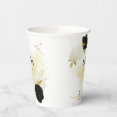 Gobelets En Papier fleurs blanches noires or feuilles (Gauche)