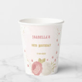 Gobelets En Papier Fleurs blanches roses romantiques botanique or (Verso)