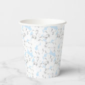 Gobelets En Papier Fleurs blanches sur bleu clair. (Verso)