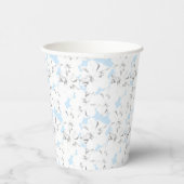 Gobelets En Papier Fleurs blanches sur bleu clair. (Droite)