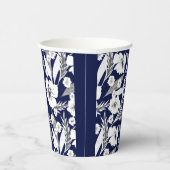 Gobelets En Papier Fleurs blanches sur fond bleu.  (Droite)