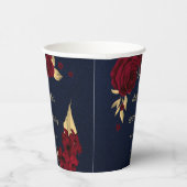 Gobelets En Papier fleurs bordeaux or bleu marine feuille (Droite)