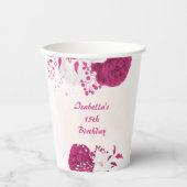 Gobelets En Papier fleurs botaniques rose romantique (Recto)