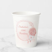 Gobelets En Papier fleurs botaniques roses et blanches (Verso)