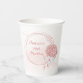 Gobelets En Papier fleurs botaniques roses et blanches (Recto)