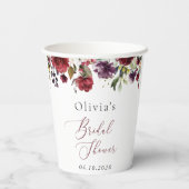 Gobelets En Papier Fleurs Bourgognes, Fleurs Roses, Fête des mariées (Verso)