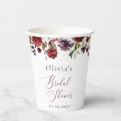 Gobelets En Papier Fleurs Bourgognes, Fleurs Roses, Fête des mariées (Recto)