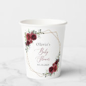 Gobelets En Papier Fleurs Bourgognes, Fleurs Rouges, Baby shower (Verso)