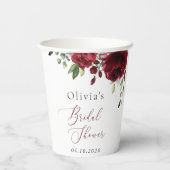 Gobelets En Papier Fleurs Bourgognes, Fleurs Rouges, Boho, Fête des m (Verso)