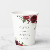 Gobelets En Papier Fleurs Bourgognes, Fleurs rouges, Mariage Floral (Recto)