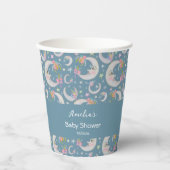 Gobelets En Papier Fleurs céleste étoile Lune Baby shower bleu Turquo (Recto)
