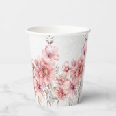 Gobelets En Papier Fleurs d'aquarelle rose fêtards Parties scintillan (Verso)