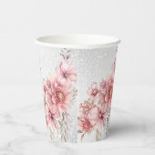 Gobelets En Papier Fleurs d'aquarelle rose fêtards Parties scintillan (Droite)