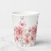 Gobelets En Papier Fleurs d'aquarelle rose fêtards Parties scintillan (Recto)