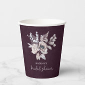 Gobelets En Papier Fleurs d'aquarelle violet Fête des mariées (Recto)