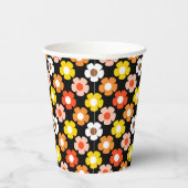 Gobelets En Papier Fleurs d'automne rétro Motif Noir (Droite)