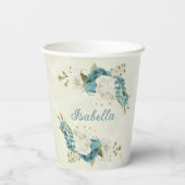 Gobelets En Papier fleurs de blanc bleu verdure (Verso)