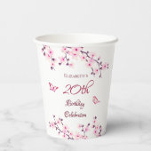 Gobelets En Papier Fleurs de cerisier rose blanc personnalisé Anniver (Verso)