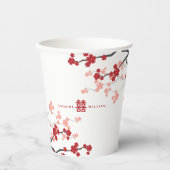Gobelets En Papier Fleurs de cerisier rouge et Mariage chinois double (Recto)