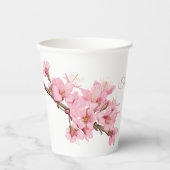 Gobelets En Papier Fleurs de cerisiers roses (Recto)