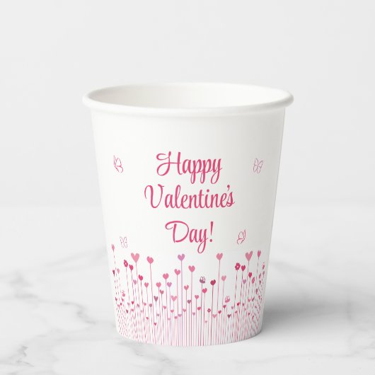 Gobelets En Papier Fleurs de Coeur Rose Valentine's Day tasse de papi (Verso)