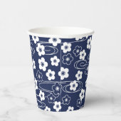 Gobelets En Papier Fleurs de fleurs de cerisier de Sakura bleu japona (Droite)