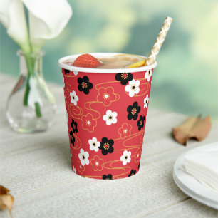 Gobelets En Papier Fleurs de fleurs de cerisier rouge Sakura japonais