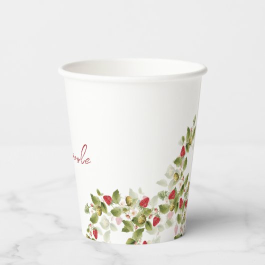 Gobelets En Papier Fleurs de fraises rouges sucrées Mariage (Verso)