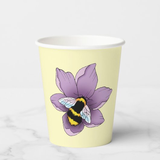 Gobelets En Papier Fleurs de lavande de bourdon Jaune (Verso)