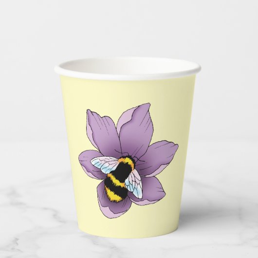 Gobelets En Papier Fleurs de lavande de bourdon Jaune (Recto)