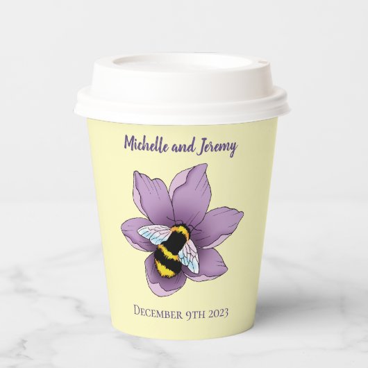 Gobelets En Papier Fleurs de lavande de bourdon Jaune (Recto)