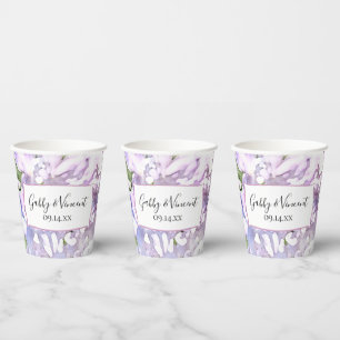 Gobelets En Papier Fleurs de lilas violet aquarelle mariage 