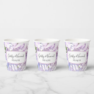 Gobelets En Papier Fleurs de lilas violet aquarelle mariage
