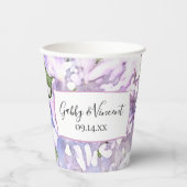 Gobelets En Papier Fleurs de lilas violet aquarelle mariage  (Recto)