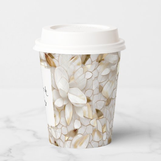 Gobelets En Papier Fleurs de Lotus Or Blanc (Gauche)