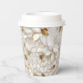 Gobelets En Papier Fleurs de Lotus Or Blanc (Verso)