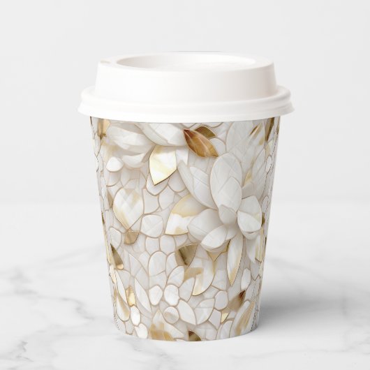 Gobelets En Papier Fleurs de Lotus Or Blanc (Verso)