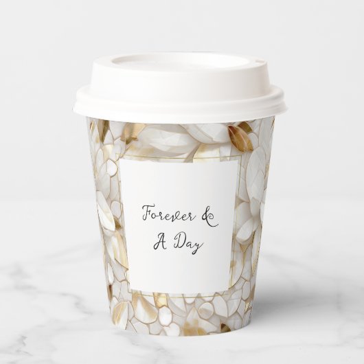 Gobelets En Papier Fleurs de Lotus Or Blanc (Recto)