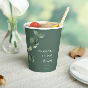 Gobelets En Papier Fleurs de mariage avec feuillage d'eucalyptus