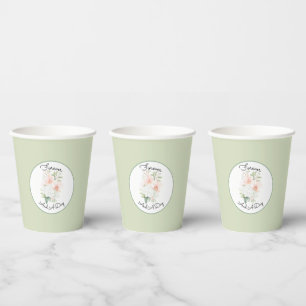 Gobelets En Papier Fleurs de mariage orchidée pêche rose vert