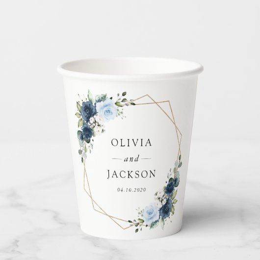 Gobelets En Papier Fleurs de marine, Fleurs bleues, Boho, Mariage flo (Verso)