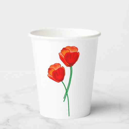 Gobelets En Papier Fleurs de pavot rouge (Verso)