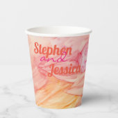 Gobelets En Papier Fleurs de pinkish de la coupe de papier mariage (Recto)